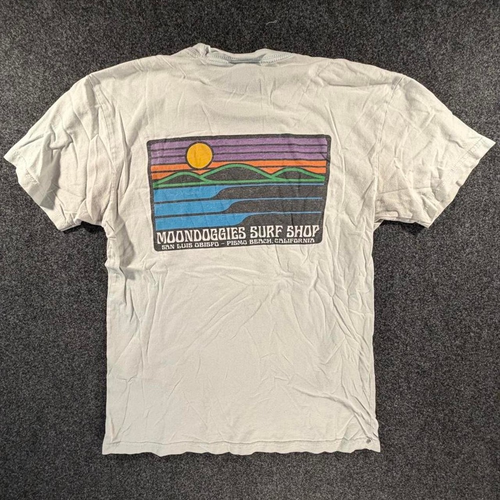 Moondoggies Surf Shop Mens White Graphic T Shirt Small Pismo Beach California